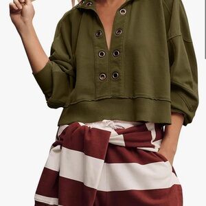 Olive Green Grommet Pullover